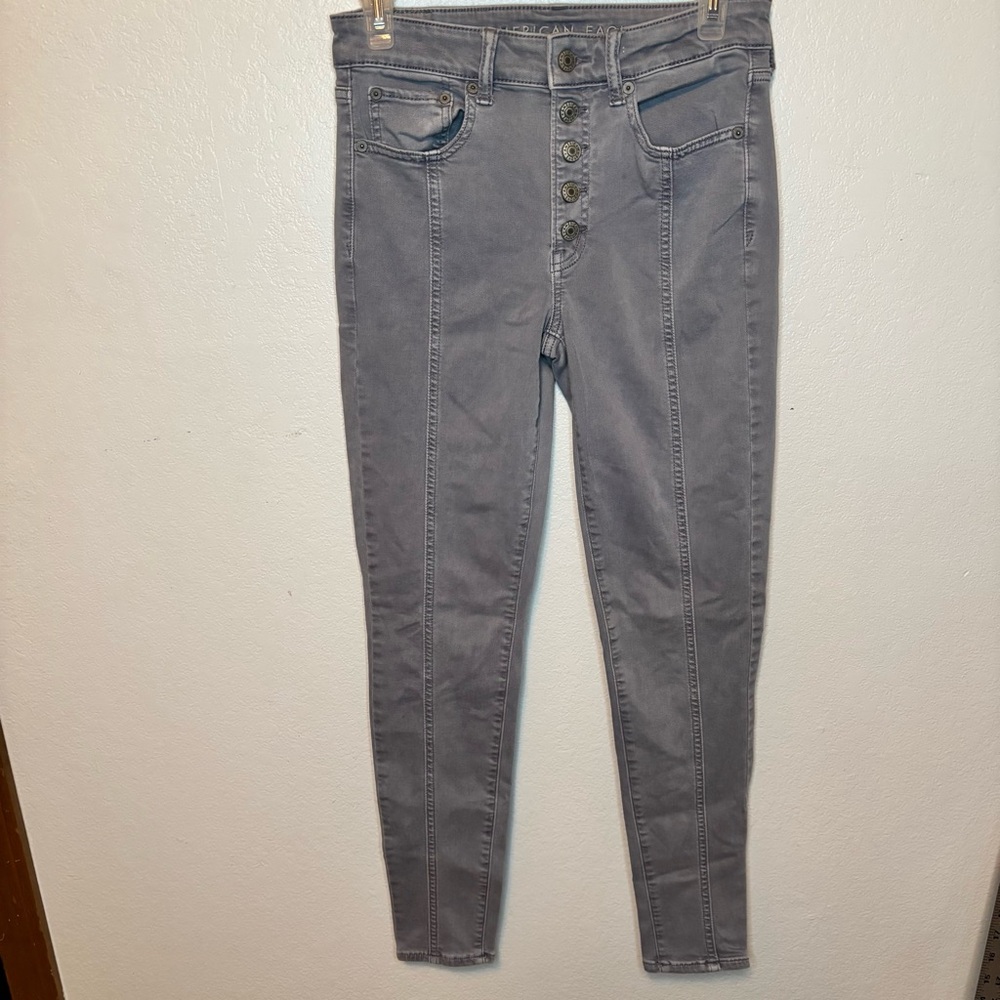 American Eagle Grey Next Level Stretch Hi Rose Jegging Size 6